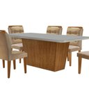 Ver imagem 7 de Mesa para Sala de Jantar Aida 180cm Mdf e 6 Cadeiras Moderna Vel. Marrom/off White/imbuia