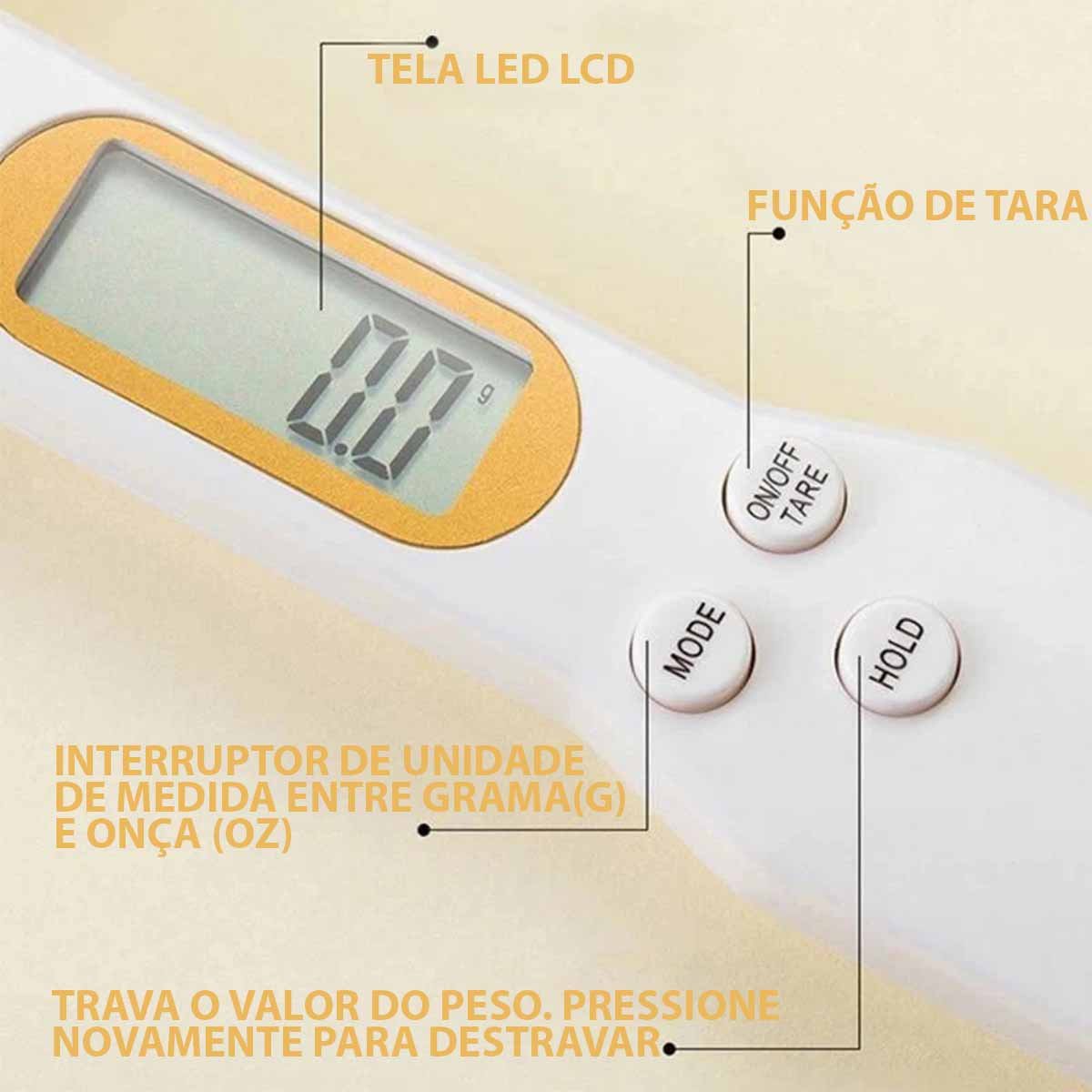 Colher Medidora Balança Digital Lcd Dosador Graos Tempero Alimento Portatil Cozinha Nutricionista Mu - 2