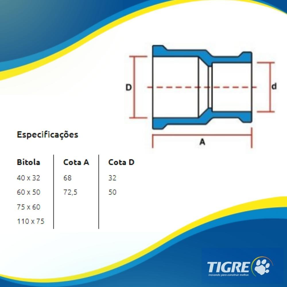 Kit 10 Luva Soldável Redução Pvc Marrom para Canos Tubos Água Fria 1x3/4” Polegadas Dn - 5