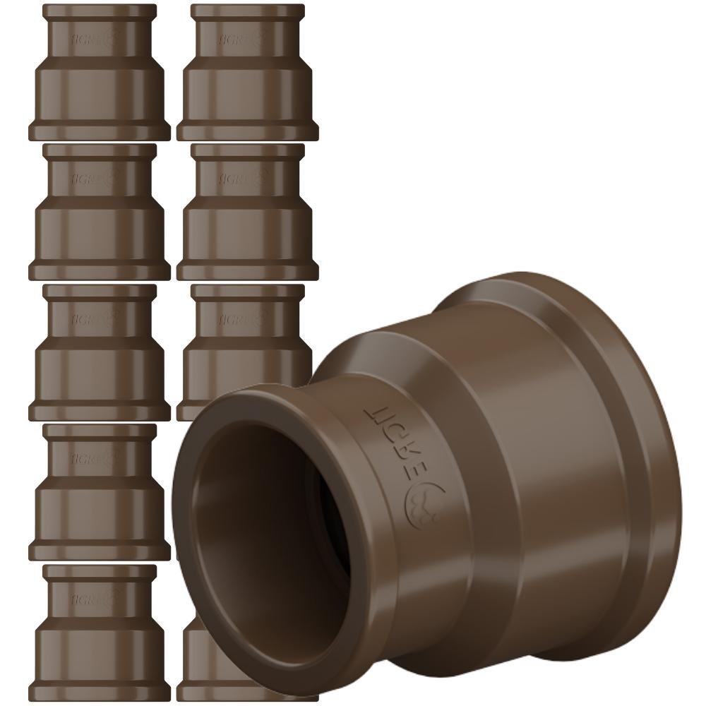 Kit 10 Luva Soldável Redução Pvc Marrom para Canos Tubos Água Fria 1x3/4” Polegadas Dn - 2