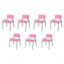 Ver imagem 1 de Kit 7 Cadeira Iso Infantil Creche, Base Cinza Rosa