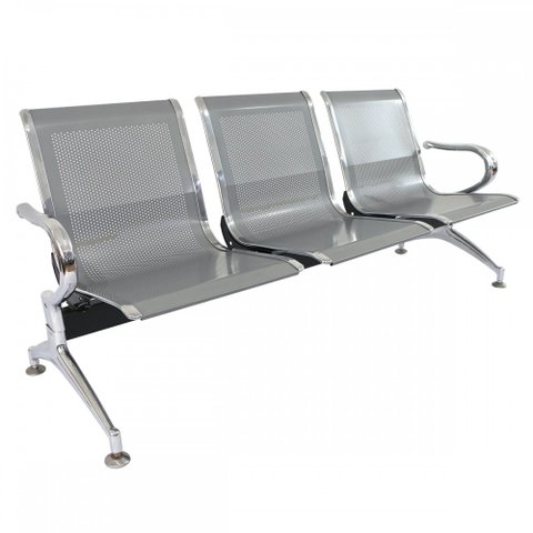 Cadeira Longarina Dubai 3 Lugares Metalico - Fratini