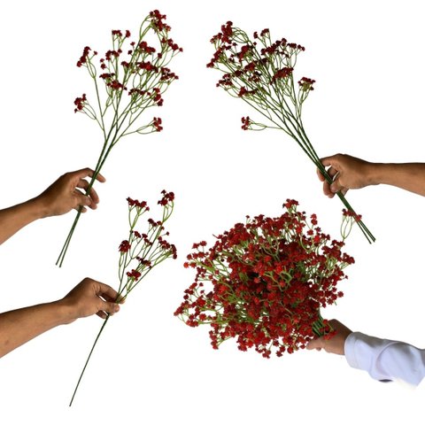 Kit 12 Galhos Flor Artificial Vermelho para Decoração de Casamento