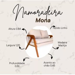 Kit 2 Poltronas Mona + Namoradeira 2 Lugares Madeira Luxo - 2