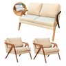 Kit 2 Poltronas Mona + Namoradeira 2 Lugares Madeira Luxo - 1