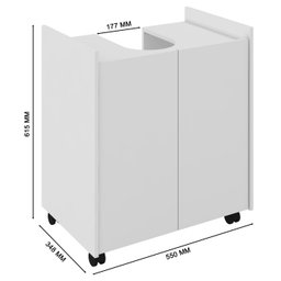 Gabinete Armário Banheiro Pia de Coluna Eccos-branco - 5