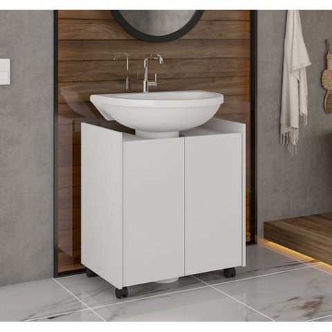 Gabinete Armário Banheiro Pia de Coluna Eccos-branco