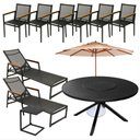 Ver imagem 1 de Jogo de Mesa + 06 Cadeiras + Ombrelonbe + 02 Espreguiçadeiras + 01 Mesinha Lateral