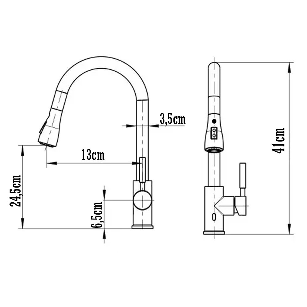 Torneira Gourmet para Cozinha com Ducha Extensível 50cm e Giro 360° + Monocomando Água Quente e Fria - 5