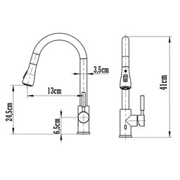 Torneira Gourmet para Cozinha com Ducha Extensível 50cm e Giro 360° + Monocomando Água Quente e Fria - 5