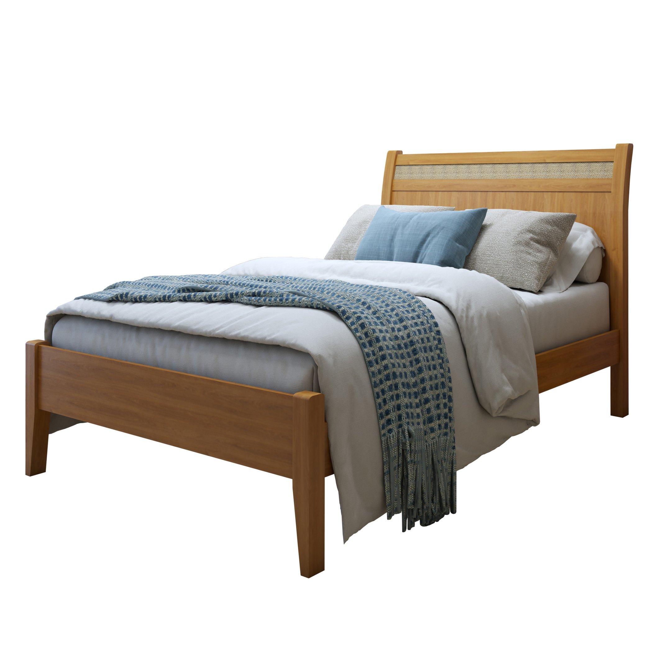 Cama Casal 140cm Madeira Maciça Ratan Esmeralda  - 12