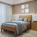 Ver imagem 1 de Cama Casal 140cm Madeira Maciça Ratan Esmeralda