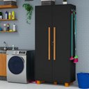 Ver imagem 5 de Armário Multiuso 100% Mdf 2 Portas C/ Chave Londres Preto