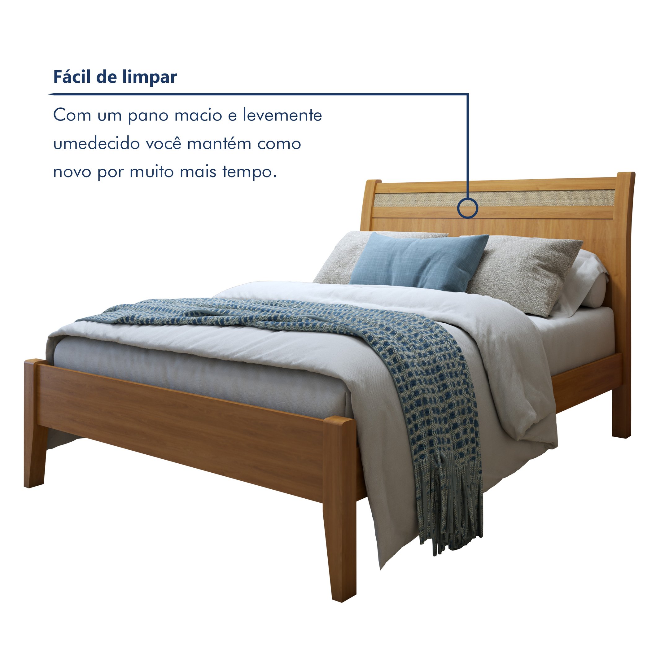 Cama Queen 160cm Madeira Maciça Ratan Esmeralda  - 6