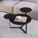 Ver imagem 1 de Mesa de Centro 83cm Três Tampos Chanfrada Orgânica Pé Metal 28021 Artesano