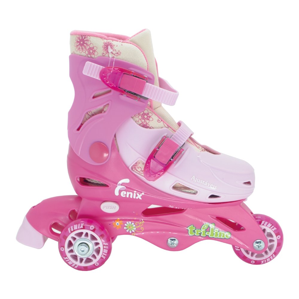 Patins Ajustável Triline Com kit Proteção Rosa Fenix - 30 - 33 - 3