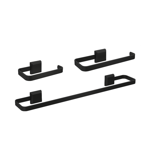 Kit Acessórios para Banheiros 3 Peças Lavabo Banho Preto Fosco