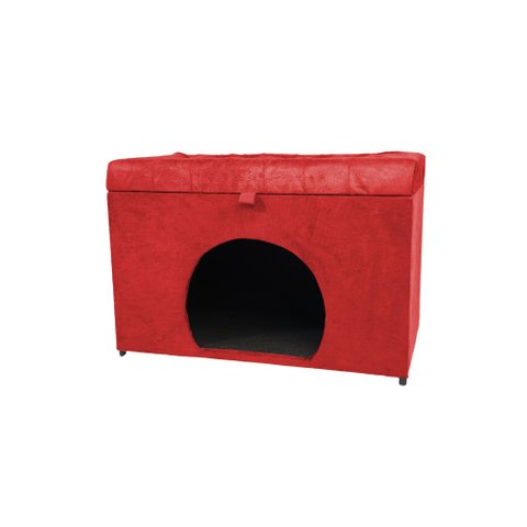 Puff Pet Baú Estofado para Cachorro e Gato - Vermelho