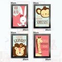 Ver imagem 5 de Kit 4 Quadros Infantil Leão Animais Bichos Frases 20x30cm Titulo Moldura Preta