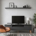 Ver imagem 1 de Rack para TV com Prateleira 180cm Retro MDF Grafite Dallas - On Móveis