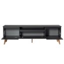Ver imagem 2 de Rack para TV com Prateleira 180cm Retro MDF Grafite Dallas - On Móveis