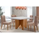 Ver imagem 5 de Conjunto: Mesa Sala Jantar Nevada C/ Tampo Madeirado C/ Vidro Canto Curvo 90x90cm e 4 Cadeiras Dafne