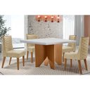 Ver imagem 1 de Conjunto: Mesa Sala Jantar Nevada C/ Tampo Madeirado C/ Vidro Canto Curvo 90x90cm e 4 Cadeiras Dafne