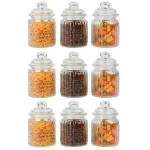 Conjunto 9 Potes Vidro Hermético 300ml Class Home