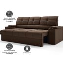 Ver imagem 3 de Sofá com Porta Copos Retrátil e Reclinável Tom 2,05m Velosuede - Netsofas - Marrom