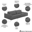 Ver imagem 3 de Sofá Ilha Modular com Puff para Sala Living 232cm Georgia K04 Linho Cinza Escuro - Mpozenato
