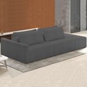 Ver imagem 2 de Sofá Ilha Modular com Puff para Sala Living 232cm Georgia K04 Linho Cinza Escuro - Mpozenato