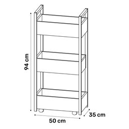 Carrinho Auxiliar para Salão de Beleza Laís 50cm em Aço com Rodízios Preto - Desk Design - 4