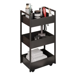 Carrinho Auxiliar para Salão de Beleza Laís 50cm em Aço com Rodízios Preto - Desk Design - 1