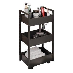 Carrinho Auxiliar para Salão de Beleza Laís 50cm em Aço com Rodízios Preto - Desk Design