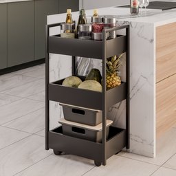 Carrinho Auxiliar para Salão de Beleza Laís 50cm em Aço com Rodízios Preto - Desk Design - 5