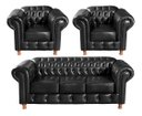 Ver imagem 1 de Conjunto De Sofá 3 Lugares E 2 Poltronas Chesterfield Luís Xv - Couríssimo Preto