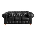 Ver imagem 3 de Conjunto De Sofá 3 Lugares E 2 Poltronas Chesterfield Luís Xv - Couríssimo Preto