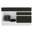 Ver imagem 4 de Balcão Gabinete de Pia Armário de Cozinha 120 cm 1 Porta 2 Gavetas Branco/Preto Glamy Madesa