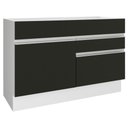 Ver imagem 1 de Balcão Gabinete de Pia Armário de Cozinha 120 cm 1 Porta 2 Gavetas Branco/Preto Glamy Madesa