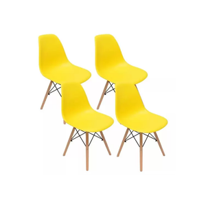 Kit 4 Cadeira de Jantar Charles Eames Dkr Eiffel Cor Amarelo Bering
