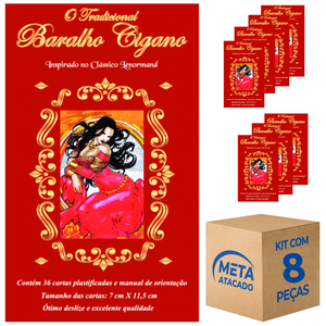 KIT c/ 8 O Tradicional Baralho Cigano 36 cartas plastificado
