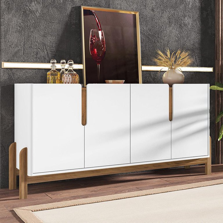 Buffet Aparador 170cm 4 Portas Lizz Casa D Branco/cedro