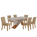 Ver imagem 2 de Conjunto de Mesa 180cm e 6 Cadeiras Kate em MDF Off White e Marrom Turim / Naturalle