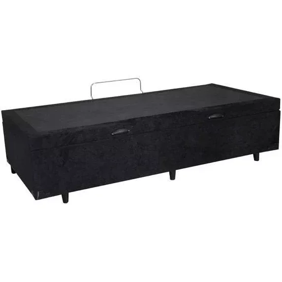 Ver imagem 2 de Cama Box Baú Solteirão King Blindado Suede Preto 203X96X44 Cm