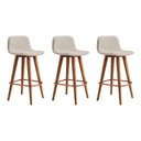 Ver imagem 1 de Kit 3 Banquetas Linea Baixa Luxo Estrutura Aço Cobre Assento Linho para Cozinha Ilha - Cobre/Palha