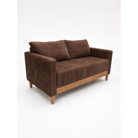 Sofá Living Austin 2 Lugares 160cm Veludo com Molas Bonnel - Marrom