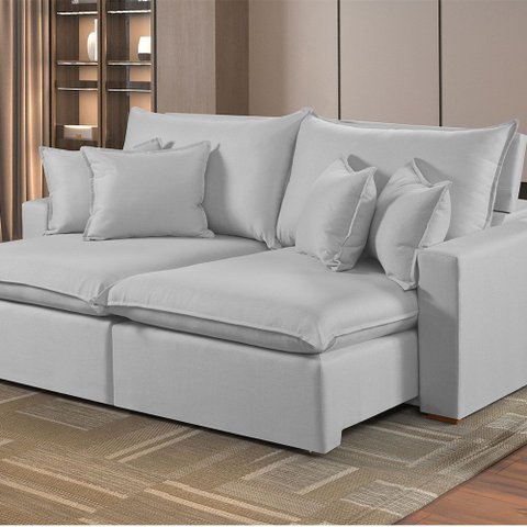 Sofá Retrátil e Reclinável 4 Lugares M-196 2,50m Molas Ensacadas Pillow Top Almofadas Estofados Mart