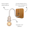 Ver imagem 3 de Arandela de Parede Colonial Retrô Simples Canopla Pinus - Soquete E-27 – Abf Luminárias:branco