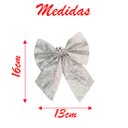 Ver imagem 2 de Kit 4 Laço Lacinho Prata Enfeite Árvore Natal Brilhante 16cm
