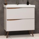 Ver imagem 4 de Conjunto Banheiro Gabinete com Pés Lavatório 80cm e Armário Evie B06 Branco Tau - Lyam Decor